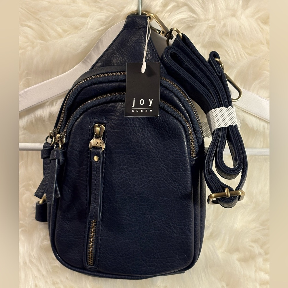 Joy Susan NWT Jolene Vegan Leather Phone Crossbody Bag in Navy - Picture 4 of 11